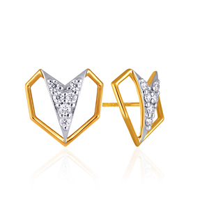 Elegantes Pendientes de Diamantes Facetados en Forma de Corazón, Oro Amarillo de 14K, Corte Triangular, Diamantes Naturales, Diseño Minimalista para Mujer - Product Image 2