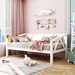 Daybed Twin Size bianco con doghe in legno supporto elegante collezione di letti - Product Image 1