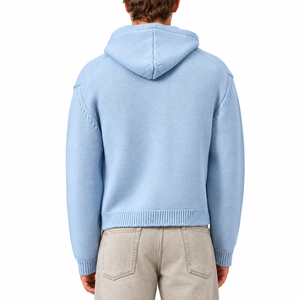 Cárdigan con capucha y cremallera completa de punto texturizado, con puños y ribetes acanalados con cremallera de doble extremo y ribete en la cintura para un estilo informal. - Product Image 4