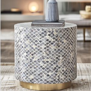 Table basse ronde de luxe moderne avec incrustation de nacre, table d'appoint en coquillage naturel pour hôtels et villas - Product Image 6