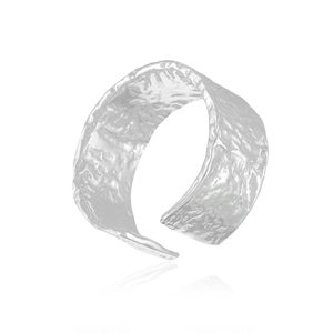 925 <b>Sterling</b> <b>Silver</b> Birch Bark Open <b>Band</b> <b>Ring</b> Bohemian Style Wide Textured Organic Nature <b>Ring</b> for Women Everyday Wear - Product Image 3