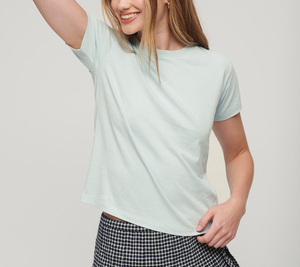 Camiseta de algodón 100% lisa personalizada de nuevo estilo, la más vendida, para mujer, manga corta, cuello redondo, talla grande. - Product Image 5