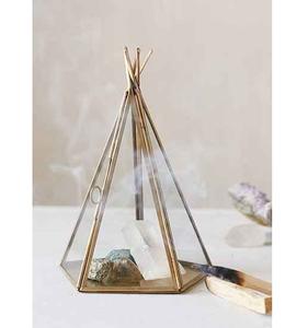 Farol de Cobre y Vidrio con Forma de Trapecio, Terrario Geométrico con Asa para Decoración del Hogar en Pascua - Product Image 3