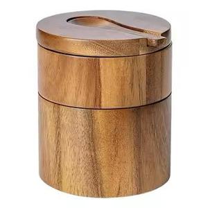 Nuevo Tarro de Almacenamiento de Café de Madera Premium con Tapa, Tarro Vintage para Condimentos, Sal, Pimienta y Azúcar - Product Image 2