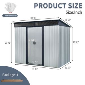 Casetta da Giardino in Metallo Bianca e Nera 2,4m x 1,8m con Porte Scorrevoli Chiudibili a Chiave e Pannello Trasparente per Giardino e Prato - Product Image 5