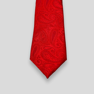 Cravate en soie rouge à motifs paisley de luxe |   Cravate de créateur en jacquard tissé de qualité supérieure pour homme, accessoire de mode pour mariage, affaires et soirées formelles - Product Image 2