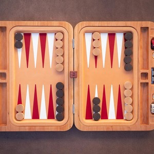 Factory Custom High-Quality Luxury <b>Backgammon</b> <b>Set</b> Includes Leather PU Leather Table Board Clock Chess Dice Pieces Foldable - Product Image 4