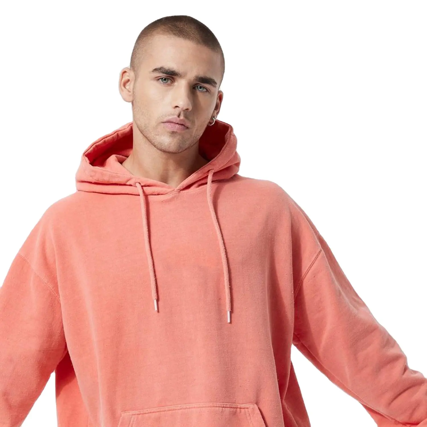 Groothandel Warming-Up Drop Shoulder Oversized Hoodie Trendy Merk Gradiënt Gewassen Vernielde Retro Capuchon Sweatshirts Rafelig