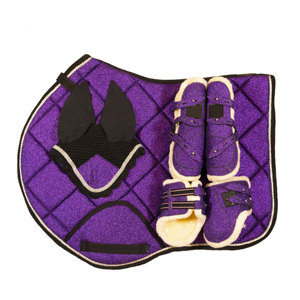 Luxury Horse Saddle Pad Set with Quilted Pad Matching Boots and <b>Ear</b> Net GUJJAR INTERNATIONAL - Product Image 1
