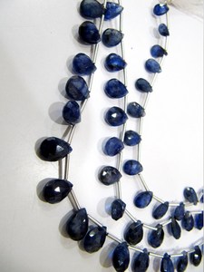 Perles de saphir bleu naturel, forme poire cœur, facettées, 5x7 7x10mm, saphirs authentiques non traités - Product Image 2