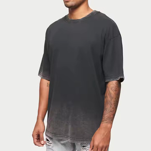 เสื้อยืดสีดำลายกราฟิกวินเทจฟอกสีทรงโอเวอร์ไซส์แขนสั้นสำหรับผู้ชายจากผู้ผลิตโดยตรง ดีไซน์ลำลองพิมพ์ลาย - Product Image 1