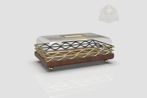 Caja de Exhibición de Pasteles de Lujo Ecológica y Personalizada con Tapa de Metal y Madera, Soporte para Postres Dorado, Diseño Palestino para Fiestas y Uso Doméstico - Product Image 3