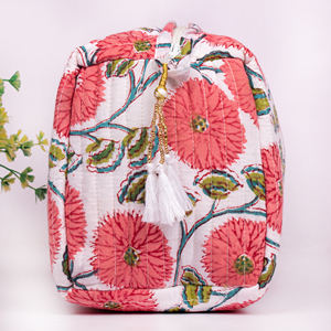 Juego de Bolsas de Maquillaje de Lujo Hechas a Mano con Estampado Floral Acolchado de Algodón para Mujer, Bolsa Organizadora de Cosméticos para Viaje, Promocional y de Marca - Product Image 4