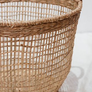 Handmade Eco Friendly Seagrass <b>Basket</b> Natural Storage Bin for Home Decor Woven <b>Wicker</b> Laundry <b>Basket</b> with <b>Handles</b> Custom Logo - Product Image 1