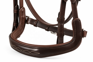 Brida de Cuero Marrón Oscuro Premium para Caballo con Diadema de Cristales de Imitación, Narquera Acolchada, Costuras Elegantes y Hebillas Ajustables - Product Image 3