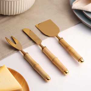 Bamboo Stainless Steel Cutlery Set Natural Bamboo Flatware Handcrafted Bamboo Cutlery Knife Fork <b>Spoon</b> Set - Product Image 4