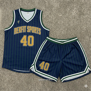 Wholesale Custom Made Rexfit Sports Men's Basketball Uniform <b>Sets</b> Breathable 100% Polyester Mesh Jerseys <b>Cheap</b> Sublimated OEM - Product Image 6