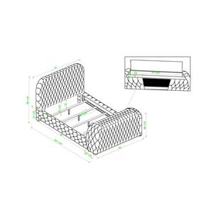 Lujosa y cómoda cama Queen, cabecero con mechones profundos, diseño innovador, chimenea eléctrica integrada, ascensor de televisión, terciopelo gris - Product Image 5