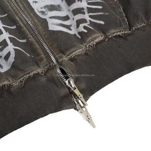 Sweat à capuche personnalisé de haute qualité 100% coton 450gsm en détresse surdimensionné Vintage Gradient Acid Washed Hoodie Zipper déchiré hoodies - Product Image 3