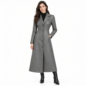 Manteau en cuir véritable pour femmes |   Gris Chameau Noir |   Fabricant OEM ODM |   Conception de qualité supérieure |   Vêtements en cuir | - Product Image 6