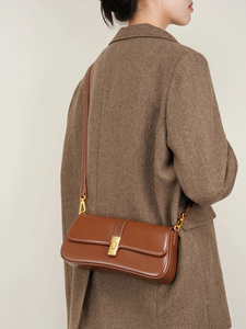 Bolso de Hombro de Cuero Patentado para Mujer, Cierre de Solapa con Broche, Bolso Bandolera Rojo Clásico, Duradero para Uso Diario - Product Image 5