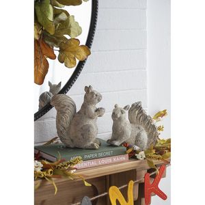 Set di 2 Scoiattoli in Resina con Finitura Rustica, 8x4x8.3"H, Decorazione Creativa per Casa, Autunno e Ringraziamento - Product Image 5