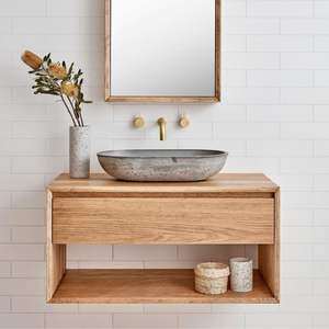 Meuble-lavabo de salle de bain élégant en bois massif de luxe haut de gamme de style moderne petit design de JY Furniture - Product Image 4