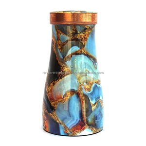Latest Design Premium Copper Water Jar or Carafe Enamel Print Pure Copper Bedside Vessel for <b>Drinking</b> Water at Market Rate - Product Image 6
