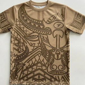 T-shirt tricoté unisexe à imprimé lettres style tribal, mode urbaine, tenue décontractée confortable, doux, moderne, 100% coton respirant - Product Image 1