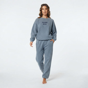 Conjunto de sudadera y pantalones deportivos de corte holgado con efecto lavado ácido para mujer, conjunto de dos piezas informal estilo streetwear para mujer - Product Image 5