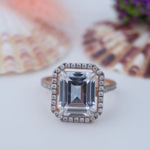 Emerald Cut Moissanite 14K Gold Plated Prong Setting 925 Sterling <b>Silver</b> for Certified Wedding Engagement <b>Solitaire</b> Bridal <b>Ring</b> - Product Image 1