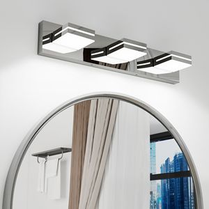 Applique murale moderne en chrome à LED pour salle de bain, 3 lumières, design élégant et minimaliste, économe en énergie et facile à installer - Product Image 1