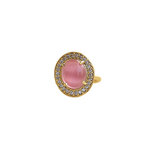 Cubic Zirconia Handmade <b>Ring</b> with Zirconia Pink <b>Crystals</b> Adjustable Custom Fashion <b>Ring</b> - Product Image 5