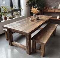 Ensemble de table et de chaises de salle à manger en bois massif moderne et simple pour 4 à 6 personnes, petit modèle rectangulaire, meubles pour la maison - pour les hôtels