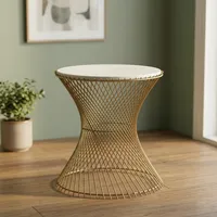 Table basse moderne en métal durable avec plateau en marbre, design minimaliste, meubles de salon