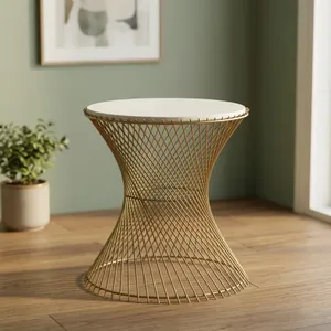 Modern Durable Metal Coffee <b>Table</b> with Marble Top Minimalist Design Living Room Furniture - Product Image 5