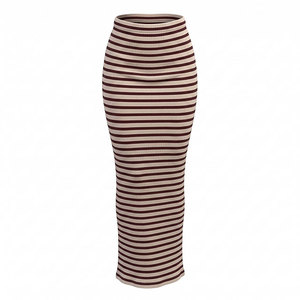 Nuevo Diseño Falda Maxi Plisada a Rayas con Cintura Natural, Transpirable y Ecológica, Moda de Verano Casual, Delgada, Lavado en Seco para Mujer - Product Image 4