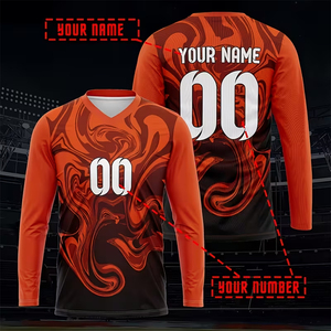 Camiseta de Manga Larga para Hombre, Diseño Moderno, Sublimación Completa, Cuello en V, Tallas Grandes, Secado Rápido, Transpirable, 100% Poliéster - Product Image 4