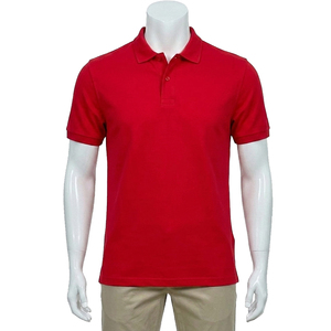 Polo de Manga Corta Rojo para Hombre, con Logotipo Personalizado, Color Sólido, Algodón Piqué, Estilo Casual, Cierre de Botones, Corte Regular - Product Image 1