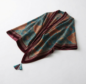 Chal de Cachemira para Mujer, Grande, de Color Sólido, Cómodo, para Otoño e Invierno, Tejido Irregular, con Hebilla, Estilo Tradicional - Product Image 2