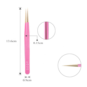 Pince à épiler professionnelle de qualité supérieure pour extensions de cils, en acier inoxydable, à pointe fine, personnalisable, marque privée OEM, soins de beauté - Product Image 2