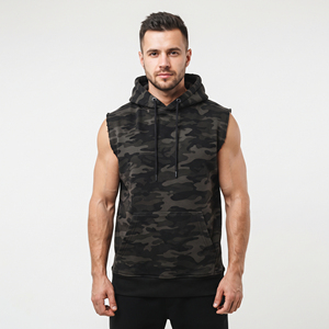 Sudadera con Capucha sin Mangas para Hombre con Estampado de Camuflaje, Ropa de Invierno, Sudadera con Capucha sin Mangas de Felpa de Algodón de 450 GSM, Sudadera con Capucha de Felpa para Hombre - Product Image 2