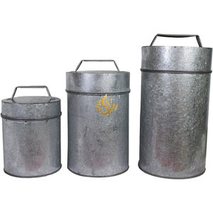 Juego de Recipientes Metálicos de Estilo Rústico Americano, Hierro Galvanizado con Acabado Lacado, Caja de Almacenamiento de Alimentos, Cajas y Contenedores de Almacenamiento Estilo Granja - Product Image 1