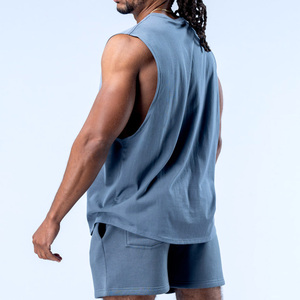 Men Muscle Fit Racerback Gym Fitness Tank <b>Top</b> with Spandex/Cotton Fabric Quick Dry Cartoon Pattern Embroidery Front Logo - Product Image 3