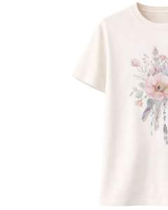 Manufacturer Custom Beige Women Floral Graphic T Shirt Soft Cotton Crew Neck Short Sleeve Casual Summer <b>Top</b> Vintage Boho Style - Product Image 3