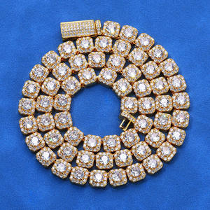 Collar de cadena tipo tenis con moissanita talla cojín, plata de ley 925, diamante VVS, joyería de lujo estilo hip hop, regalo para hombre - Product Image 4