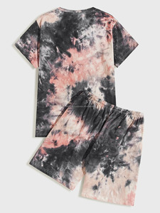 Short et t-shirt Tie-dye pour homme, ensemble 2 pièces, t-shirt personnalisé de styliste, à la mode, été 2021 - Product Image 2