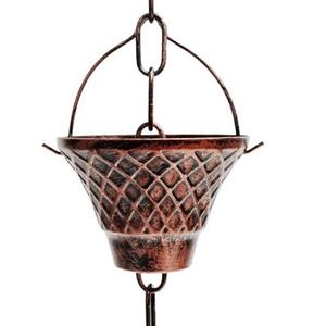 Cadena de lluvia de metal con diseño de mariposa y copa de loto azul, alternativa decorativa para canalones y tuberías de drenaje, atrapador de agua para jardín y drenaje de aleros. - Product Image 5