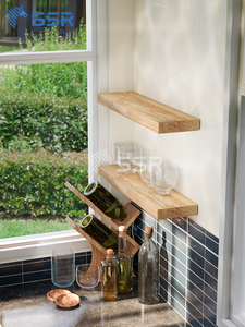 Heavy Duty Hevea <b>Wooden</b> Floating Wall <b>Shelves</b> Space-Saving Wall Mounted Storage Organizer for Home & Office - Product Image 5