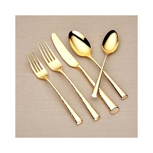 ชุดช้อนส้อมมีดีไซน์แบบชาววังพร้อมด้ามตีสีทองสุดหรูเครื่องใช้สแตนเลสสำหรับกลับไปโรงเรียน - Product Image 1